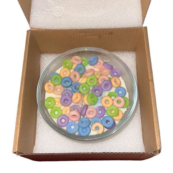*NEW*  Fruit Loop Cereal Bowl Sea Salt Caramel Scented Candle by E eorish - Picture 3 of 6